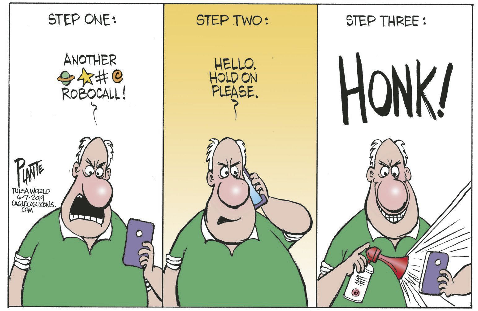 Bruce Plante Cartoon: Robocalls Step One